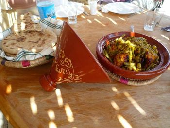 Close-up of food on table