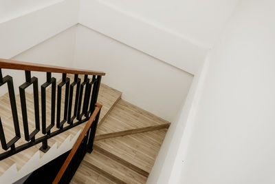 High angle view of staircase in building