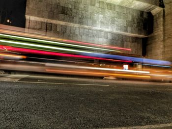 Light trails on road at night