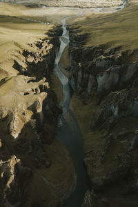 High angle view of rocks in river