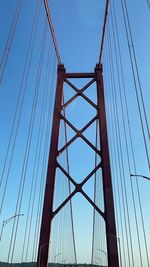 Low angle view of suspension bridge