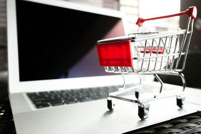 Close-up of laptop on table