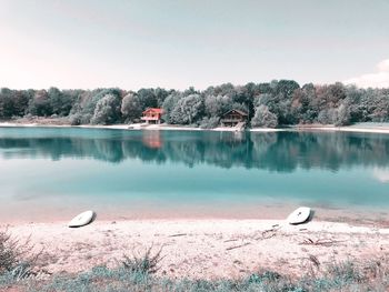 Scenic view of lake against sky
