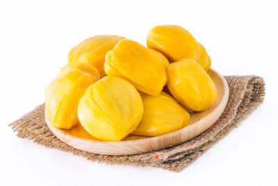 High angle view of fruits on white background