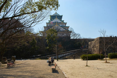 Osaka castle seen from park