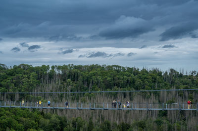 The 458 meter long suspension bridge titan-rt at rappbode dam, harzen