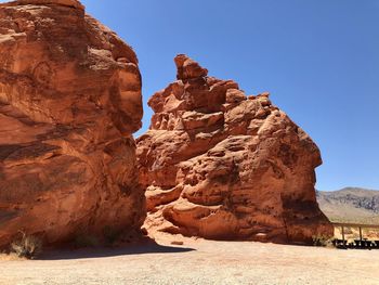 Rock formations on landscape against clear sky, valley of fire state park