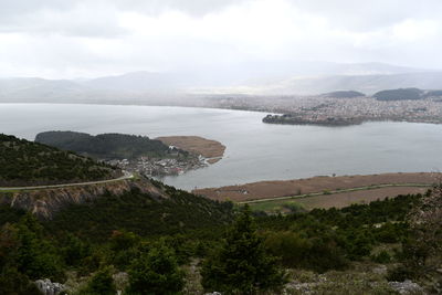 High angle view of sea against sky