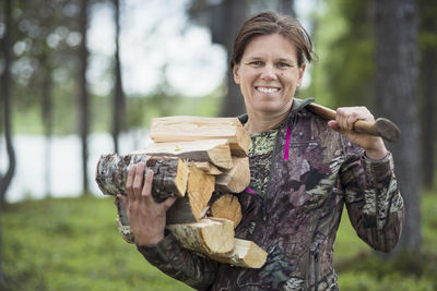 Woman carrying firewood