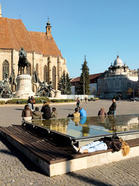 View of buildings against clear sky