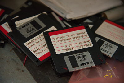 High angle view of person using mobile phone