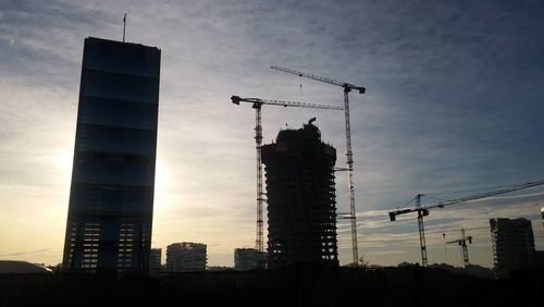 Low angle view of modern building against sky