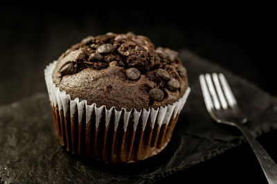 Close-up of cupcake on table