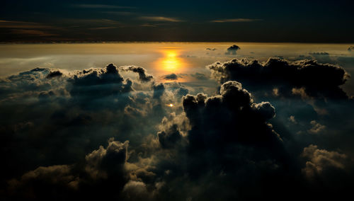 Scenic view of sea at sunset