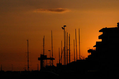 Silhouette of city during sunset