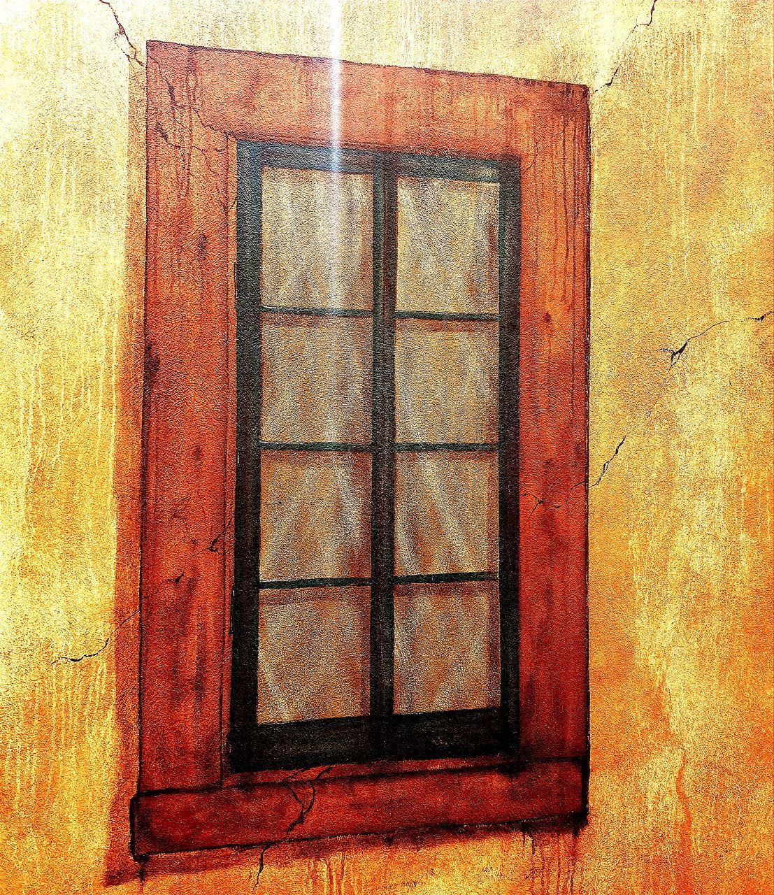 CLOSE-UP OF WINDOW ON WALL