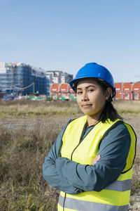 Woman at construction site