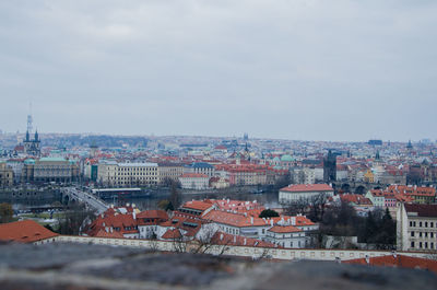 High angle view of cityscape against sky