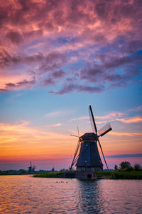 Windmills at kinderdijk in holland. netherlands