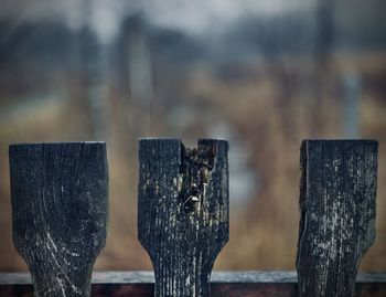 Close-up of wooden fence against blurred background