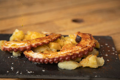 Close-up of meat on cutting board