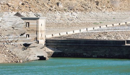 View of dam on sea