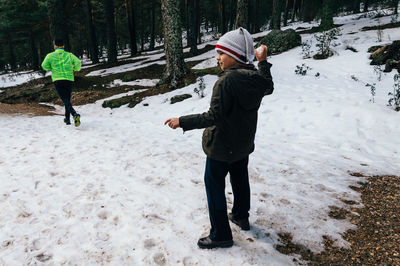 Boy holding a snowball