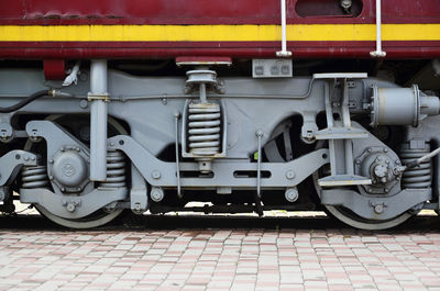 Close-up of train on footpath