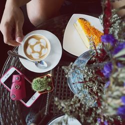 Close-up of coffee cup on table