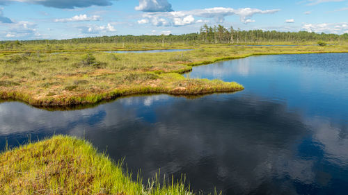 Scenic view of lake against sky