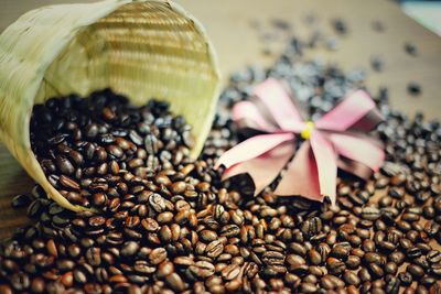 Close-up of roasted coffee beans