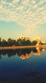 Reflection of built structure in water