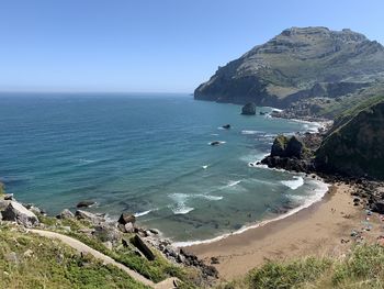 Scenic view of sea against clear sky