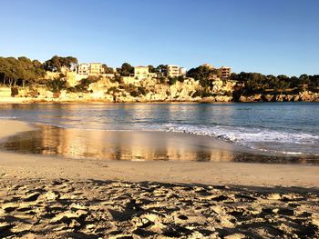 Scenic view of sea against clear sky