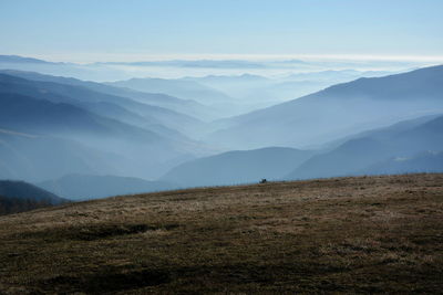Scenic view of mountains against sky