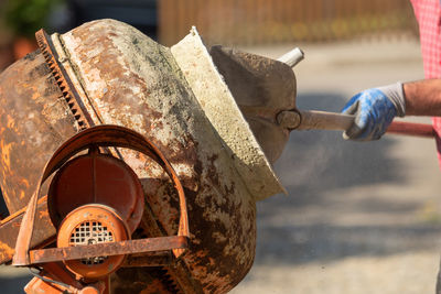 Midsection of man working at construction site