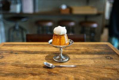 Close-up of coffee served on table