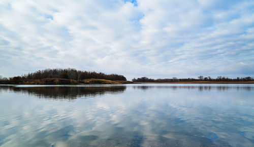 Scenic view of lake against sky