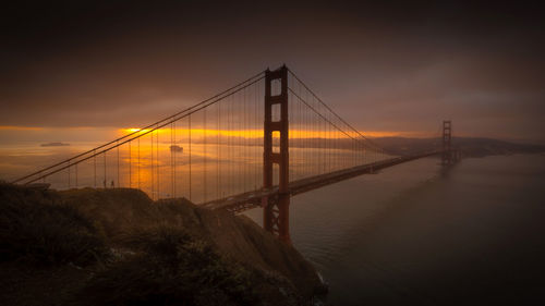 View of golden gate bridge against sky during sunset