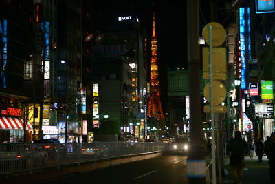 View of city street at night