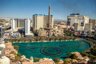 High angle view of bellagio fountain 