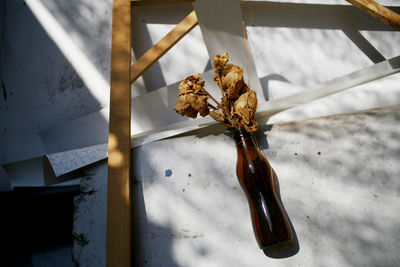 High angle view of bread on table