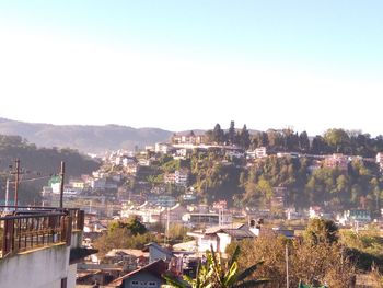 High angle view of townscape against sky