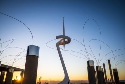 Low angle view of modern buildings against clear sky