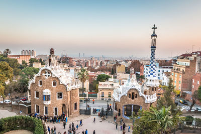 Park guell against sky in city