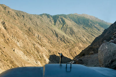 Scenic view of mountains against clear sky