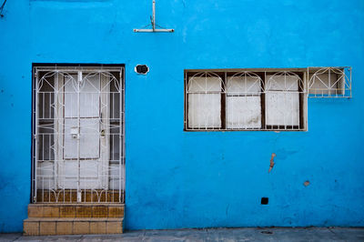 Closed door of building