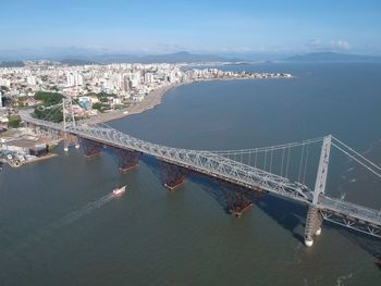 High angle view of bridge over sea