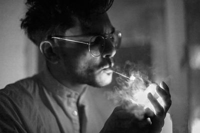 Man smoking cigarette