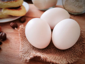 High angle view of breakfast on table